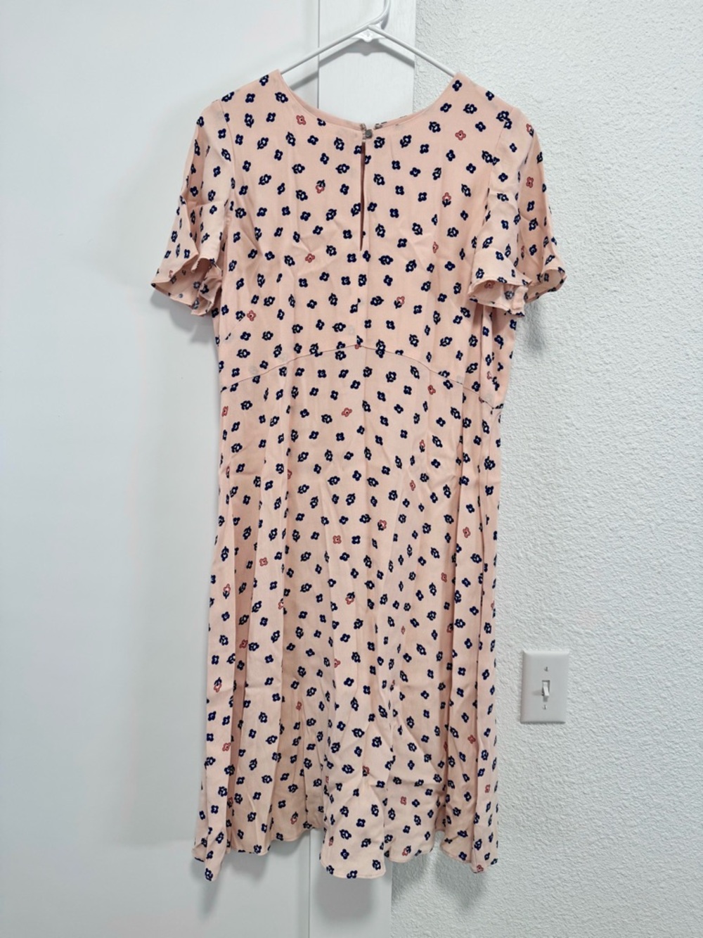 Anthropologie Maeve Pink Navy Floral Midi Dress Size 6